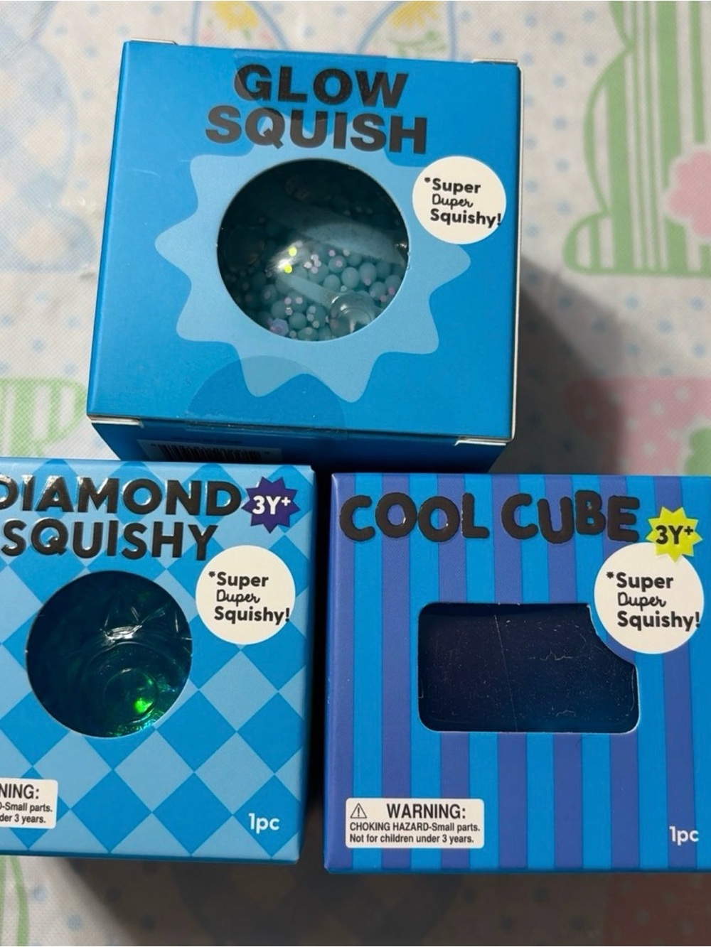 J’adore  diamond and Blue Glow Squish & Cool Cube squishy